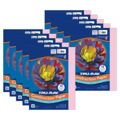 Construction Paper, Heavyweight, Pink, 9" x 12", 50 Sheets Per Pack, 10 Packs