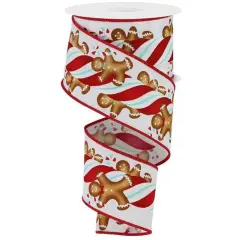 2.5" Gingerbread Kids Candy Ribbon: White/Ice Blue (10 Yards)