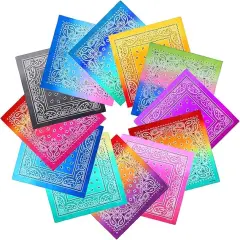 12 Pack Novelty Gradient Cotton Bandanas Paisley Print Head Wrap Handkerchief, 2 Style