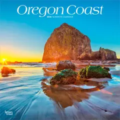 Oregon Coast | 2026 12 x 24 Inch (Hanging) Monthly Square Wall Calendar | Plastic-Free