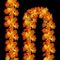2 Pack Fall Garland With Lights - 11.8FT Indoor String Lights