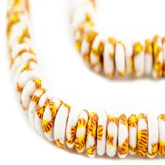 The Bead Chest White Fire Fused Rondelle Recycled Glass Beads (11mm)