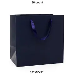 Vibrant Kraft Euro Tote 13" x 5" x 9" with Satin Handles Navy