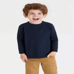 Rabbit Skins&reg; Toddler Cotton Jersey Long Sleeve Crewneck Tee - 3311 Navy