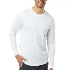 Paragon Long Islander Performance Long Sleeve T-Shirt, Ultra Polyester Dry Fit Multicolor Men&rsquo;s Tee White