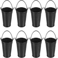 8 Pcs Mini Galvanized Bucket - Black