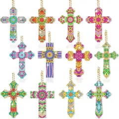 Painting Keychains Cross Diamond Art Keychains Kits for Adults Religious