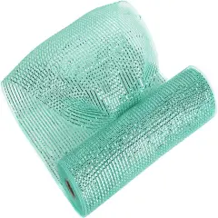 Mint Green Deco Mesh 10 Inch Deluxe Wide Foil Metallic Xmas Mesh Christmas Tree Ribbon Peppermint Mesh Ribbon