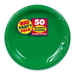 Vibrant Solid Color 7" Round Plastic Plates - 50ct Festive Green