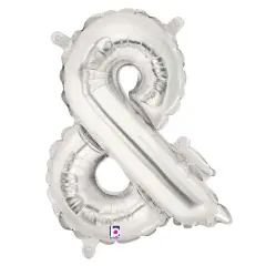 Betallic&reg; 14 inch Ampersand Silver Air Fill Only Balloon