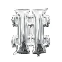 Anagram&reg; 16" Silver # Hashtag Balloon Air Fill Only Foil Symbol