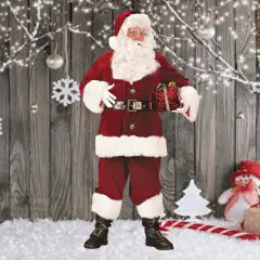 Men's Super Deluxe Santa Costume with Faux Rabbit Fur Trim