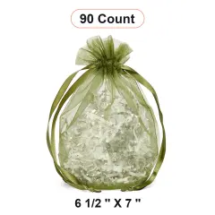 Wide Round Flat Bottom Organza Bags 6 1/2'' x 7'' for Luxurious Wrapping