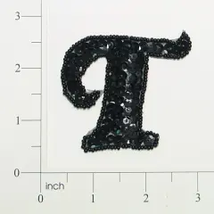 Pack of 3 Letter T Sequin Applique Black
