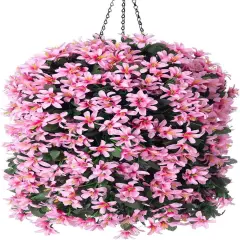 Artificial Faux Hanging Outdoor Plants Flowers Basket for Spring Autumn Decoration