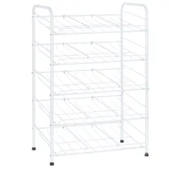 5-Tier Heavy-Duty Can Rack Organizer &ndash; 60-Can Capacity Pantry Storage with 15&deg; Tilt Design, Adjustable Dividers (16.9x12.5x25.6") White