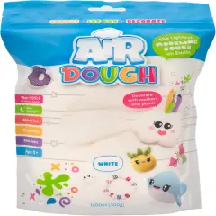 Air Dough - White, Air Dry, Ultra Light, Non-Toxic Modeling Clay in a Resealable Bag Including Tutorial Videos (Educational, Create & Decorate DIY, Kids Gifts, Arts & Crafts for Boys & Girls)
