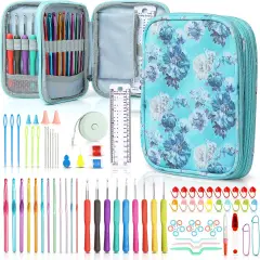 Crochet Hooks Kit with Case, 86-Piece, Ergonomic Crochet Needles Weave Yarn Kits DIY Hand Knitting Art Tools