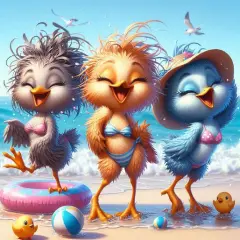 Funny Birds Diamond Art Painting Kits for Adults,Beach Diamond Painting Kits for Beginners,Full Drill Diamond Dots,Gem Art Crafts for Adults Wall Decor 14x14inch