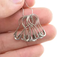 Bulb Metal Gourd Safety Pins 22mm Length Needle Fastener Closure Pear Shape Stitch Tag Marker Easy Use Spot Attach Sturdy Not Pop Ravel for Knit Sew Fabric Iron Silver 350pcs