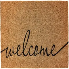 Coco Coir Door Mat with Heavy Duty Backing, Welcome Doormat (17" x 30"), Doormat Indoor Entrance (Cursive Welcome)
