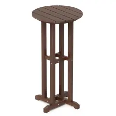 HDPE Round Outdoor Patio Bar Table with Stainless Steel Frame Brown