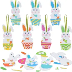 12 Pack Easter Bunny Craft for Kids Make You Own Easter Rabbit Foam Stickers Ornament