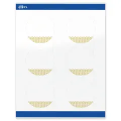 Avery Printable Round Labels with Sure Feed Technology, Pre-Printed Gold Lace Trim Pattern, Glossy White, 3" Diameter, Laser & Inkjet Compatible, 60 Total, Great for Branding, Marketing, and Events