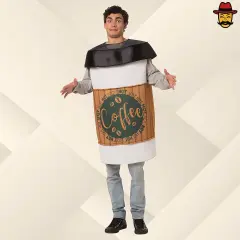 Coffee 2 Go Cup Adult Costume Funny Beverage Tunic Halloween Party Outfit