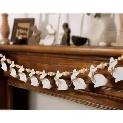 Bunny Chorus Easter Decorations Garlands, Cute Easter Bunny with Wooden Beads Garland, Rustic Easter Banner for Wall Home Indoor Outdoor Spring Decor Supplies