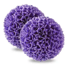 2 Pieces Artificial Plant Topiary Balls Faux Boxwood Decorative Balls Purple