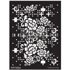 Redesign Stencil - CECE Floral Matrix 18x25.5 - sheet size 18"x25.5", design size 15.9"x21.3"