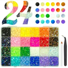 20000PCS 24 Color Jelly Resin Rhinestones Bulk 3mm 4mm Flatback Stones Super Rainbow Colorful Resin Non-Hotfix AB Gems Diamonds for Crafts Tumblers Bottles DIY Decoration Nails Eyes Face Makeup