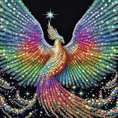 5D Phoenix Diamond Painting Kits for Adult, Fire Phoenix Full Drill Round Diamond Cross Stitch Colorful Painting