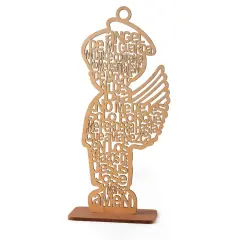 12pcs Wood Religious Centerpiece Cross Angel Boy w/ Stand Brown