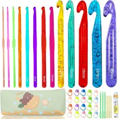 13 Size Crochet Hooks Set,Plastic Crystal Crochet Hook with Case,Large Crochet Hooks for Chunky Yarn Ergonomic Knitting Needles Crochet Needle