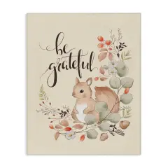 Stupell Industries Be Grateful Squirrel Canvas Wall Art Design by Andrea Jasid Grassi