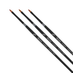 Creative Mark Beste Golden Taklon Filbert #10x0 - 3 Pack Artist Paint Brush, Professional Watercolor Brushes, For Acrylic Painting, Short Handle, Sharp Edges, Hand-Tied & Shaped