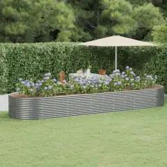 vidaXL Garden Raised Bed Powder-coated Steel 200.8"x55.1"x26.8" Gray