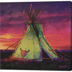 Sunset Tipi by Bruce Langton 12" x 12" Canvas Wall Art