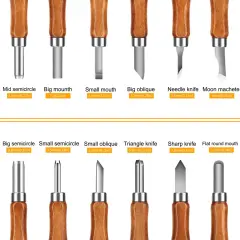 12 Pieces Wood Carving Tools, SK2 Carbon Steel Sculpting Knife Kit for Beginners & Professions
