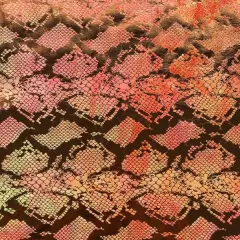 Jungle Cobra Foil Printed Stretch Velvet Fabric Orange