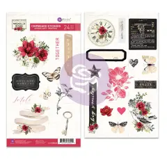 Magnolia Rouge Collection Chipboard Stickers - 24 pcs w foil detail
