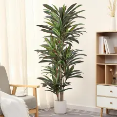 Dracaena Artificial Plant 6ft Red Yucca Silk Tree Faux Plants Indoor Tall Fake House Floor Plants Realistic Artificial Trees for Home Office Decor Indoor Outdoor Housewarming Gift