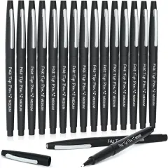 Felt Tip Pens, 15 Black Pack, 0.7mm Medium Point, Felt Tip Markers Pens for Journaling, Writing, Note Taking, Planner, Perfect for School Office and Art Supplies