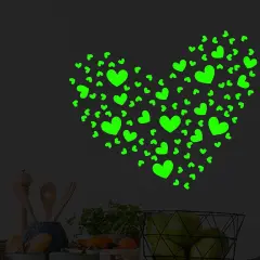 114 Pieces Heart-Shaped Glow in The Dark Stickers Holographic Stickers for Teens Wall Decals Perfect for Bedroom Decor or Party Birthday Gift