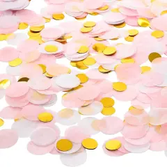 Round Tissue Confetti 6000 Pcs Paper Table Wedding Confetti Dots for Christmas, Wedding,Birthday Party,Baby Shower,Valentine's Day and Balloon Decorations,1 Inch (Pink,White, Gold)