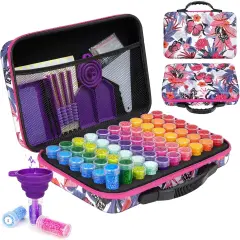 Diamond Painting Storage Containers, 60 Slots Diamond Art Accessories and Tools with Shockproof Jars Diamond Painting Kits for Jewelry Rings Charms Glitter Beads Organizer