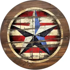 Rustic Wall Decor Wall Plaque Sign Round Metal Tin Sign American flag Wreath Round for Wall Decor