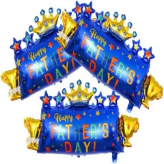 Father's Day Balloons Happy Father's Day Balloons Crown Trophy Foil Balloons for Father's Day Themed Party Happy Father's Day Party Supplies Decorations Party Sets-3 PCS